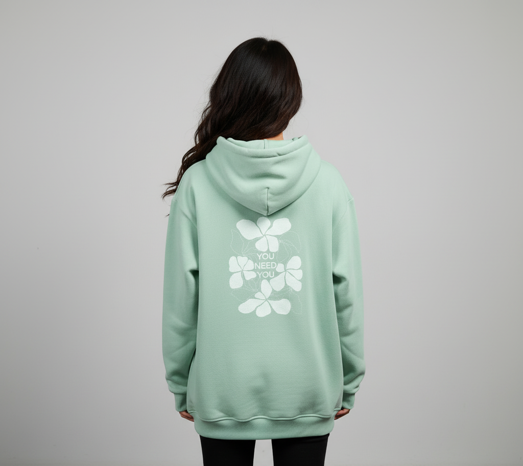 Grey green "You need you" Hoodie