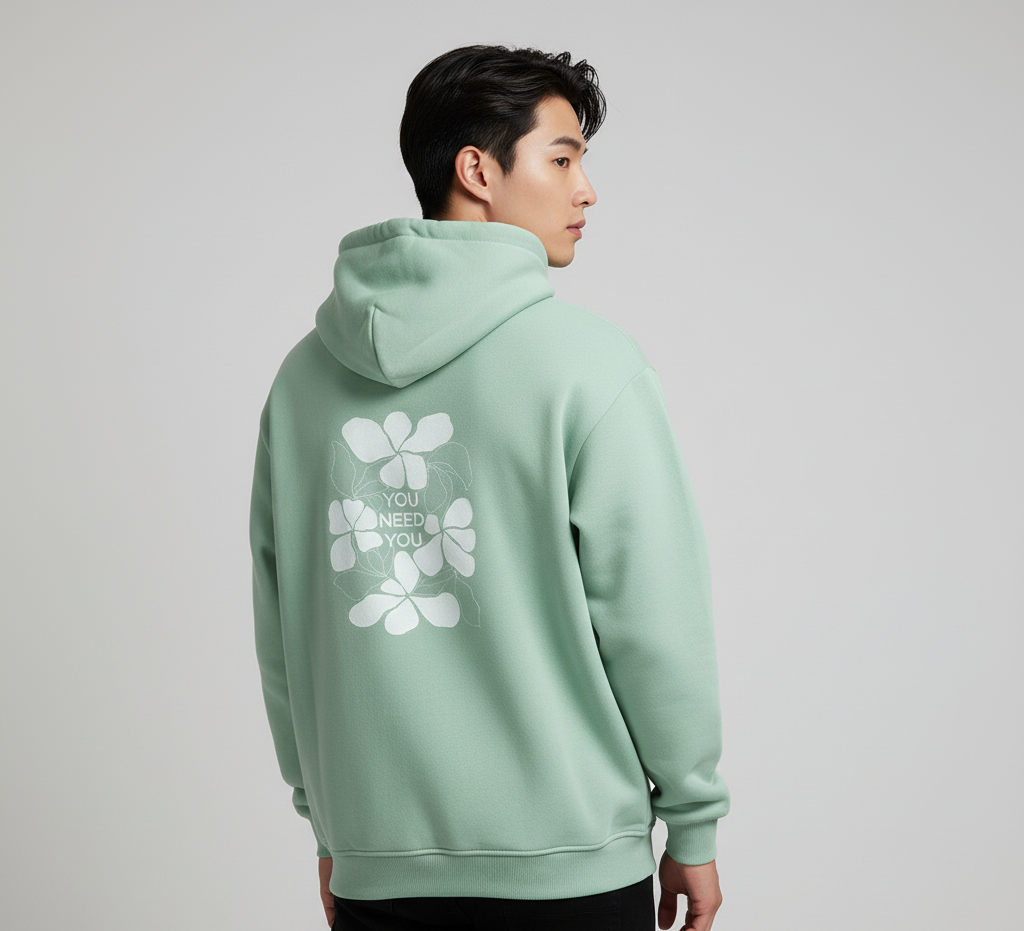 Grey green "You need you" Hoodie